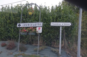 Sign to the village of Courcelette